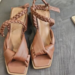 Sam & Libby Brown Braided Leather Sandals